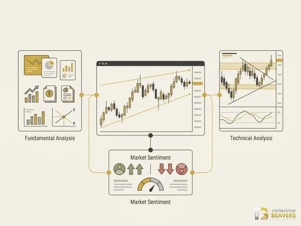 Tipos de análise de mercado: fundamentalista, técnica e do sentimento dos traders