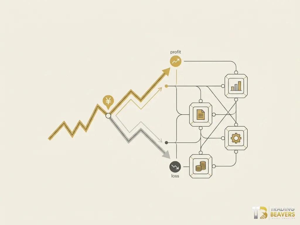 Grafik yang menunjukkan pengaruh ukuran posisi, leverage, dan biaya terhadap hasil trading emas