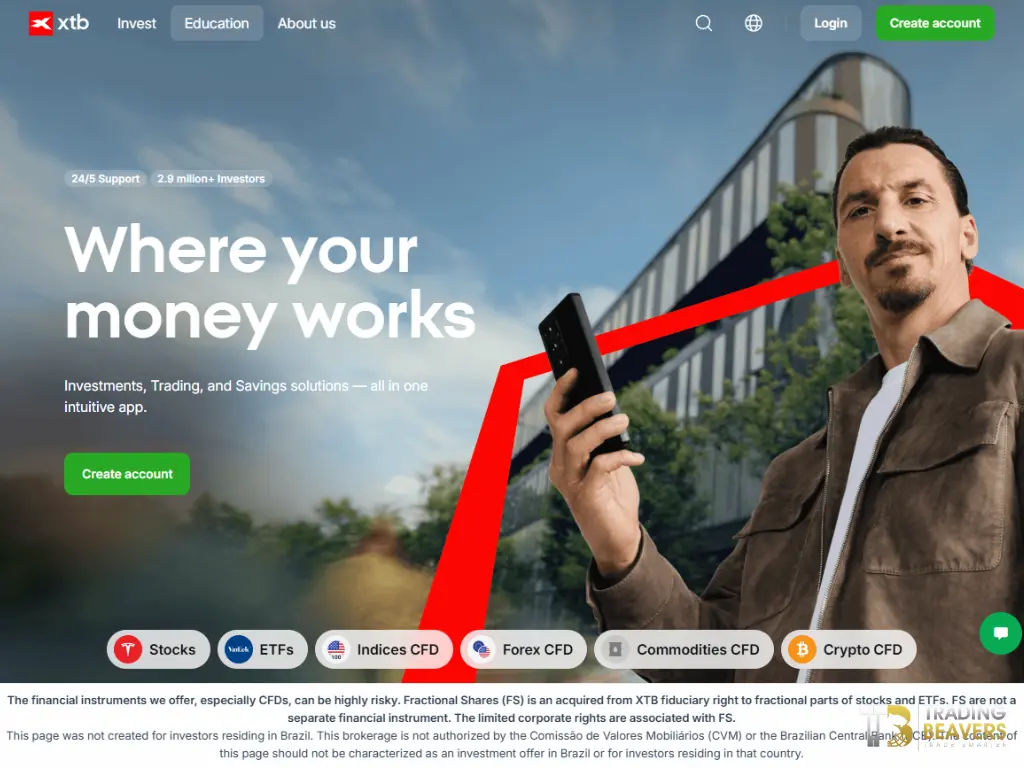 منصة XTB للتداول والاستثمار في الأسهم وETFs وعقود الفروقات