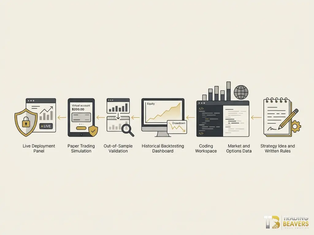 build backtest paper trade options bot